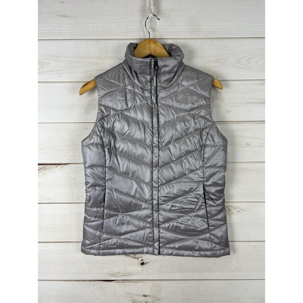 The North Face Vest Womens Small Gray 550 Down Quilted Puffer Insulated Outdoor